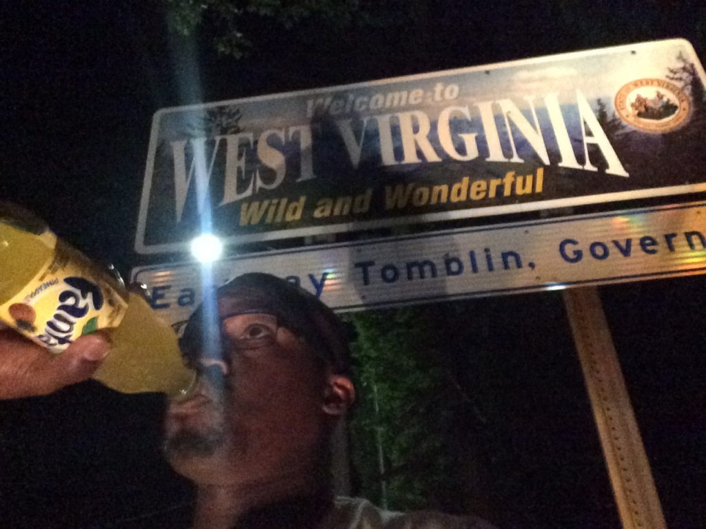 Creepiest selfie taken this trip. Snapped at 1:30am at the West Virginia-Virginia border.