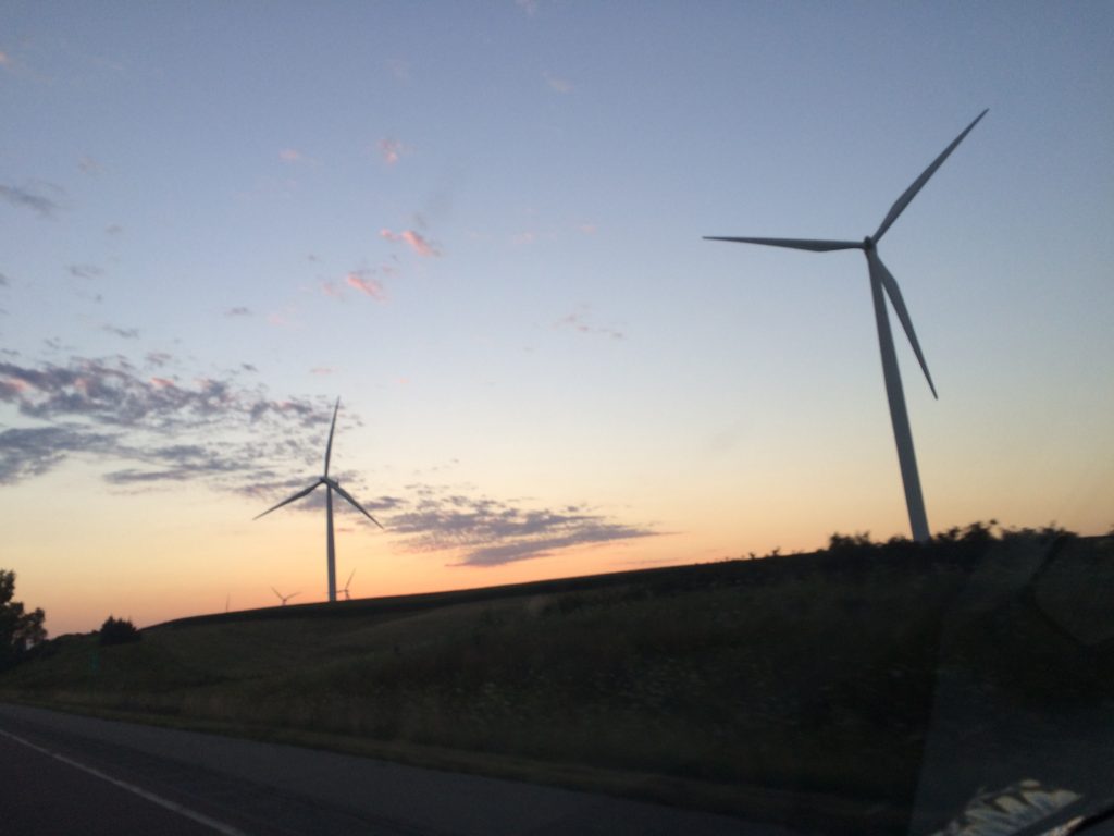 Iowa sunset with Wind Farm