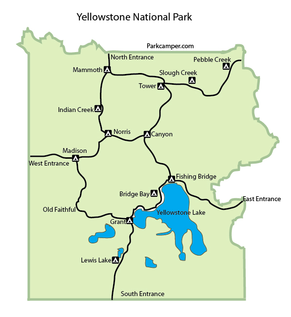 Yellowstone National Park Map - Wyoming